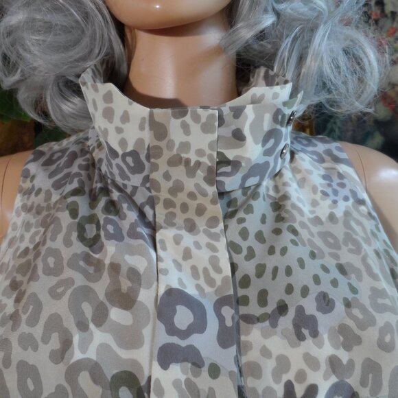 New Gucci 100% Silk Beige Leopard Print Drop-Waist Belted Sheath Dress Size 40-4 - Picture 4 of 16